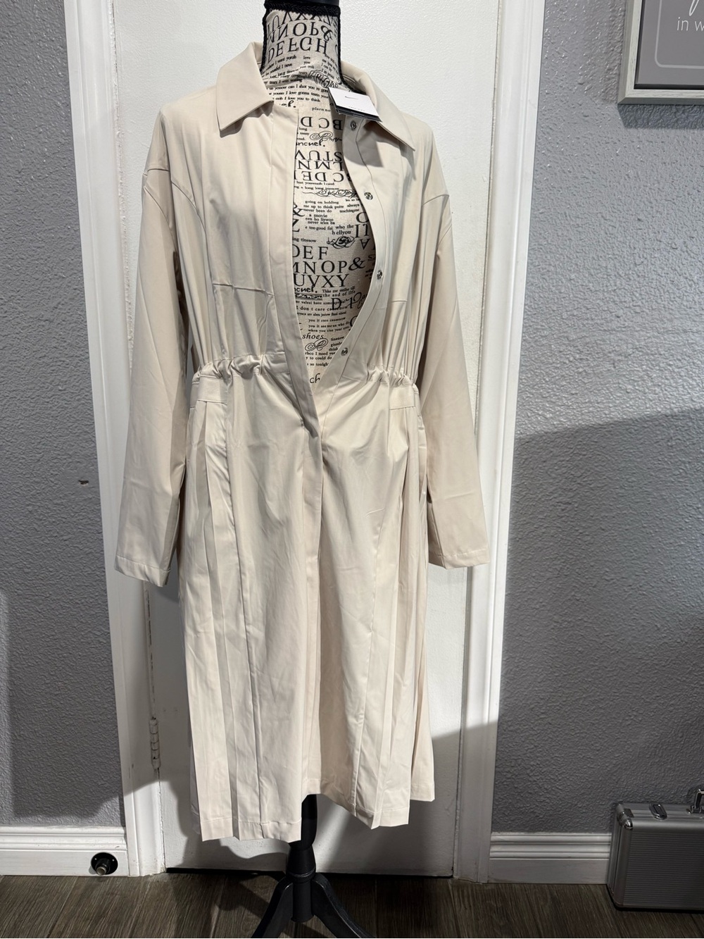 Nike Cream Trench Coat with Drawstring Waist